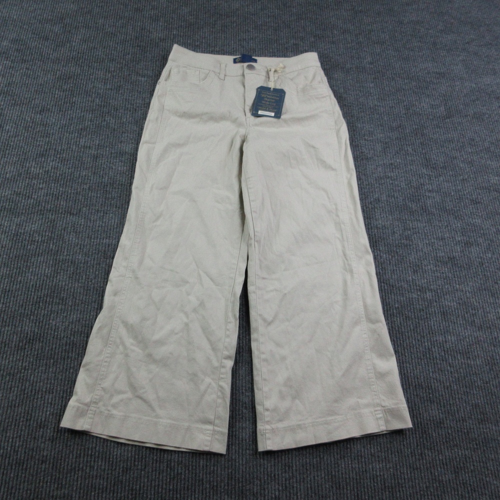 Democracy Pants Womens 10P Beige Wide Leg Chino Relaxed Fit 32x28.5* NWT